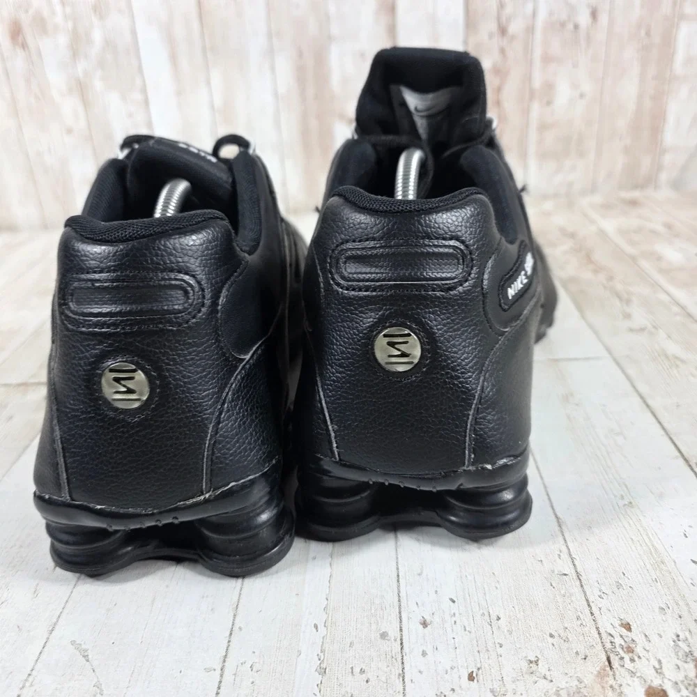 Nike Shox NZ Mens Black White Leather Running Shoes 501524-091 Size 11.5